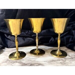 VTG 3 LEONARD EPNS GOBLETS‎ GOLD TONE 5.5" x 3" (2824)